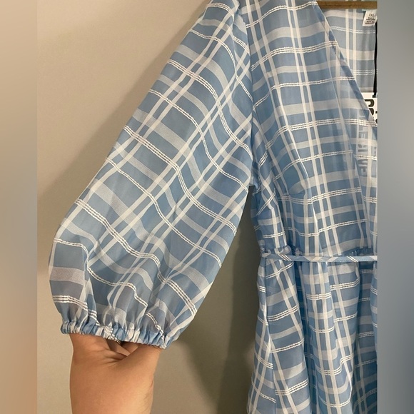 Future Collective - Blue Gingham Wrap Babydoll Blouse - Picture 7 of 14
